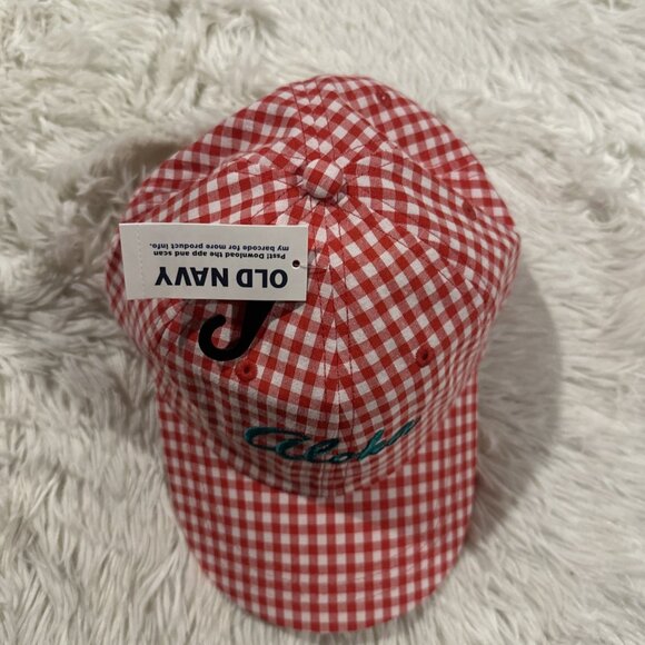 Old Navy womens adjustable baseball hat ALOHA red gingham NWT picnic - Picture 3 of 8
